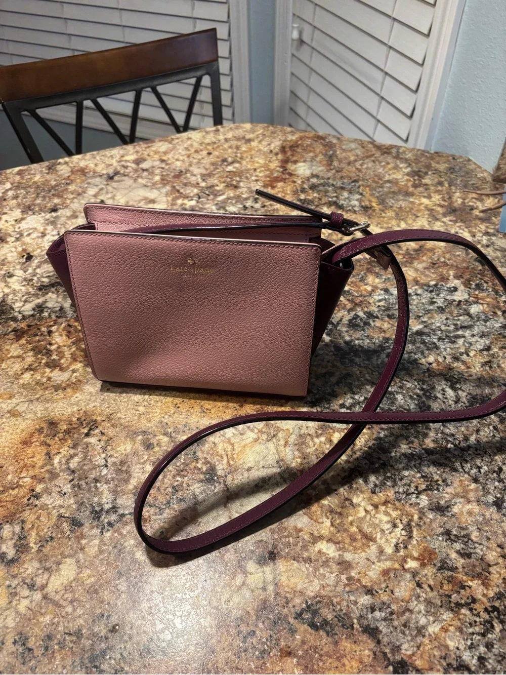 kate spade Dusty Mauve Crossbody with Deep Plum Strap
